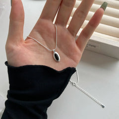 Aetolia Oem Odm S925 Sterling Silver Snake Chain Oval Round Black White Agate Pendant Onyx Necklaces For Women Shell Jewelry