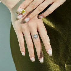 Aetolia Fine Jewelry 925 Sterling Silver 18K Gold Plated Rotatable Flower Cubic Zircon Ring Relief Fidget Anti Anxiety Rings For Women