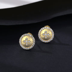 Aetolia 925 Sterling Silver 18K Gold Plated Circle Round Disc Flower Halo Stud Earrings SE567