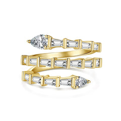 Aetolia High Quality S925 Silver Bamboo Snake Shape Baguette Diamond Cz Zirconia Ring 18K Gold Plated Fine Jewelry Rings For Women