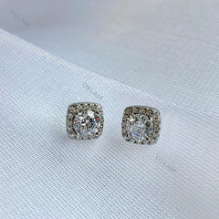 Aetolia 7.2mm 5AAAAA CZ stone engagement iced out square shaped stud earring jewellery wedding real 925 sterling silver earrings