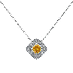 Aetolia Square Pendant Necklace S925 Sterling Silver Ring Yellow Pink Romantic Wedding Party Rings Stud Earrings Jewelry Set For Women