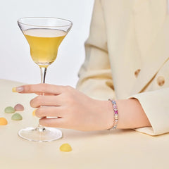 Aetolia Beautiful Waterdrop Pear Shape 925 Sterling Silver Bracelet Jewelry Set Cubic Zirconia Pink Stone Diamond Tennis Bracelets Women