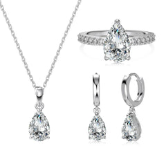 Aetolia No Moq Wholesale Custom Stud Earrings Charm Water Drop Cubic Zircon Pendant Necklaces Wedding Rings For Women Jewelry Set