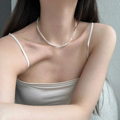 Aetolia Simple S925 Silver Necklace Multi-Layer Retro French Elegant Boutique Chain Beads Shell Pearl Pendants For Women Necklaces