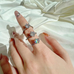 Aetolia NO MOQ 925 sterling silver zircon bling bling promise engagement ring women