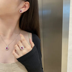 Aetolia Custom Flower Shape Cz Cubic Zirconia Jewelry Ruby 925 Sterling Silver Ring Engagement Wedding Eternity Band Rings For Women