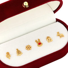 Aetolia 6 pieces Christmas Earrings Festive Jewelry Merry Xmas Tree Candy Cane White Snowflake Reindeer Christmas Stud Earring Set