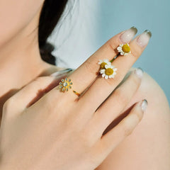 Aetolia Fine Jewelry 925 Sterling Silver 18K Gold Plated Rotatable Flower Cubic Zircon Ring Relief Fidget Anti Anxiety Rings For Women