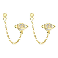 Aetolia Top Selling Fancy Customize Women Jewelry Delicate CZ 18k Gold Plated Drop Hoop Huggie Dangle Link Chain Earrings