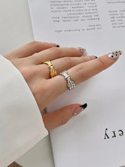 Aetolia fine jewelry Minimalist 925 Sterling Silver 18K Gold Plated Adjustable Bow Tie Polish Resizable Women Rings for women