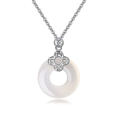 Aetolia Custom 925 Sterling Silver Lucky Buckle Hollow Round Pendant Luxury High-End 18K Gold Plated Hotan Jade Necklaces For Women