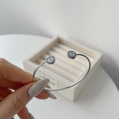 Aetolia In Stock Blue Lucky Devil Eye Wholesale S925 Sterling Silver Bracelets Bangles Open Adjustable Bracelet Bangle For Woman