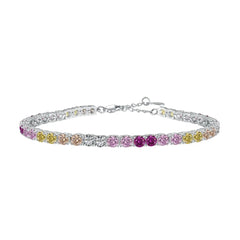 Aetolia Rainbow Adjustable Zircon Tennis Chain Bracelet Jewelry Women Multicolored S925 Silver Iced Out Diamond Tennis Bracelet