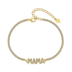 Aetolia Custom Designer 18K Gold Plated Love Mama Bracelet Jewelry Tennis Bracelets Bangles For Women Mother'S Day Gift Adjustable