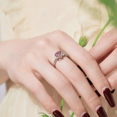 Aetolia Hot Sale 925 Silver Pink Cz Zircon Heart Shaped Ring Shell Pearl 18K Gold Plated Irregular Open Adjustable Rings For Women