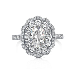Aetolia Top End Collection Rhodium Plated 925 Sterling Silver ring Diamond Sparkling Big Stone Flower Eternity 5A Zirconia Rings