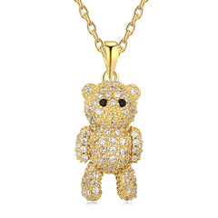 Aetolia Fashion 18K Gold New Design Cute Bear Animal Pendant collar de plata Wholesale Silver Jewelry Necklace Design For Children