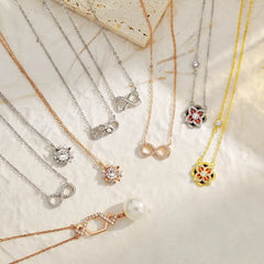 Aetolia No Moq S925 Sterling Silver Necklaces Cz Cubic Zirconia Infinity Shape Pendant Chain Fashion Jewelry Necklace For Women Girl