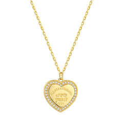Aetolia New Arrival Verified Factory 18K Gold Plated Love Big Heart Shaped Letter Pendant S925 Small Zircon Necklace Link For Girl
