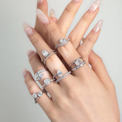 Aetolia Hot Selling Emerald Cut Double-Layer New Design 5A Cubic Zirconia Ring 925 Sterling Silver Wedding Rings For Women Jewelry