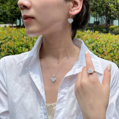 Aetolia Simple Zircon Trendy S925 heart Sterling Silver Costume Wedding Necklace Elegant Jewelry Bridal Customize Jewelry Set
