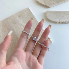 Aetolia Cuba Drop Heart Shape Iced Out Tennis Cubic Zirconia 925 Silver Chain Crystal Bracelets Bangles Charm For Bracelet Women