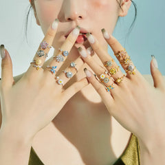 Aetolia Fine Jewelry 925 Sterling Silver 18K Gold Plated Rotatable Flower Cubic Zircon Ring Relief Fidget Anti Anxiety Rings For Women