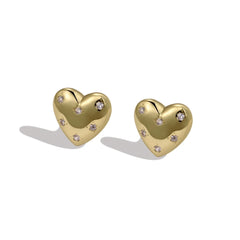 Aetolia Cute Heart Shaped S925 Sterling Silver Stud Earring Cz Zirconia 18K Gold Plated Star Zircon Love Stud Earrings For Women