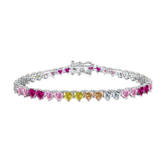 Aetolia Heart Butterfly Rainbow Pink Stone Adjustable S925 Sterling Silver Bracelets Women CZ Tennis Bracelet Femme Jewelry Set