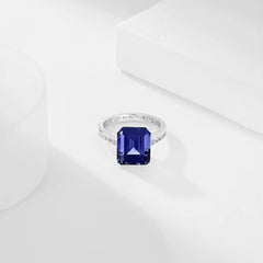 Aetolia High Quality S925 Sterling Silver Blue Ring Trendy Eternity Band 5A Cubic Zirconia Rings Jewelry Women Engagement Wedding Ring