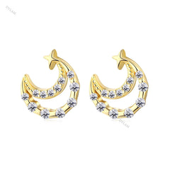 Aetolia 5A 18k hollow moon earring minimalist 925 sterling silver women fashion gold statement stud earrings