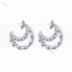 Aetolia 5A 18k hollow moon earring minimalist 925 sterling silver women fashion gold statement stud earrings