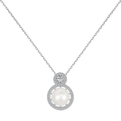 Aetolia New Arrived Princess Big Round Pendant S925 Sterling Silver Necklace Pearl Diamond 5A Cubic Zircon Necklaces For Women Girl Gift