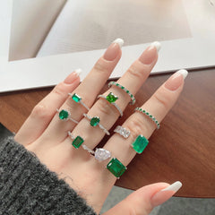 Aetolia Custom 5A CZ Cubic Zirconia Emerald Stone Green Engagement Ring Diamond 925 Sterling Silver jewelry Gold Wedding Rings For Women