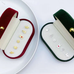 Aetolia 6 pieces Christmas Earrings Festive Jewelry Merry Xmas Tree Candy Cane White Snowflake Reindeer Christmas Stud Earring Set