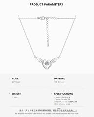 Aetolia Dropshipping 925 Sterling Silver Cubic Zircon Heart Pendant Necklace Wings Chainnecklaces For Women Birthday Gift Jewelry