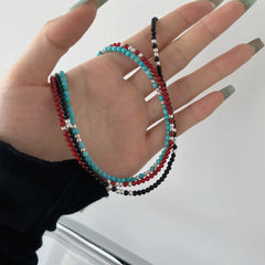 Aetolia Bohemian Ethnic Style Jewelry Choker Handmade Beaded Blue Turquoise Black Necklace S925 Silver Onyx Necklaces For Women