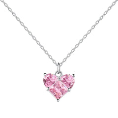 Aetolia Charm Custom Pink S925 Cubic Zirconia Large Heart Couple Necklace 18K Gold Plated Necklace Chain Choker Pendant For Women