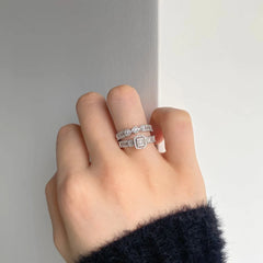 Aetolia 925 Sterling Silver Ring Pure Rings Jewelry Baguette Celtic Knot Sterling Pave Engagement wedding Adjustable Rings jewelry women