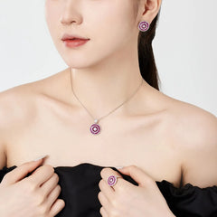 Aetolia Wholesale Trendy Jewelry S925 Silver Jewelry Eternity Pink Ring Wedding Band Engagement Cz Cubic Zircon Rings For Women