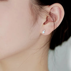 Aetolia Custom Wholesale Round Cute Cubic Zirconia Earring 925 Sterling Silver Blue Fire Opal Stud Earrings For Women