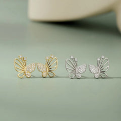 Aetolia Fashion 925 Sterling Silver Earing Stud Large Micro Vintage 5A Cubic Zirconia Woman Custom Diamond Earring Butterfly