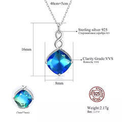 Aetolia 925 Sterling Silver 18K Gold Plated Square Sapphire Blue Gemstone Pendant Necklace SN0430