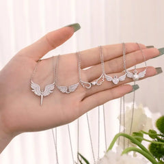 Aetolia Vintage Bulk 5A Cz Cubic Zirconia 18K Gold Necklace 925 Sterling Silver Wing Heart Pendant Necklaces For Women Jewlery