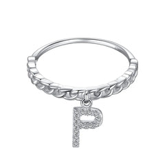 Aetolia Fashion Jewelry Trend Wholesale Ring Party Gift S925 Sterling Silver Stackable Initial Letter A-Z Rings For Women Daily Wear