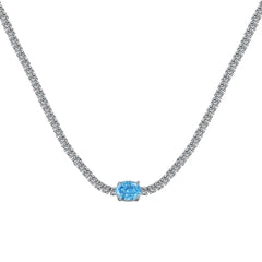 Aetolia Low Moq Vintage CZ Cubic Zirconia Pink Blue Square Heart Pendant 925 Sterling Silver Cuba Chain Link Tennis Necklaces For Women