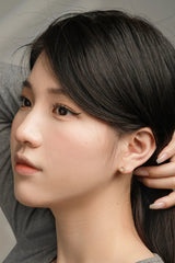 Aetolia 925 Sterling Silver Classic Silver Women Earrings 18K Gold Plated Round Studded Earring