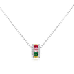 Aetolia sterling silver 18K Gold Plated Diamond Halo Necklace Multi-color 5A CZ Cubic Zirconia Round Pendant Necklace for Women