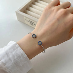 Aetolia In Stock Blue Lucky Devil Eye Wholesale S925 Sterling Silver Bracelets Bangles Open Adjustable Bracelet Bangle For Woman